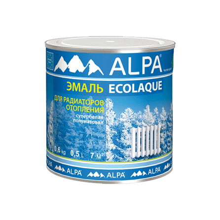 Alpa Ecolaque Эмаль для радиаторов полуматовая 0,5л