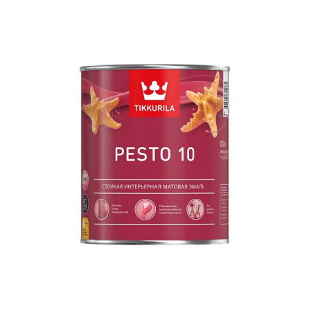 Tikkurila Euro Pesto 10 / Тиккурила Песто 10 эмаль алкидная для внутренних работ матовая 0,9кг