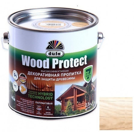 Пропитка для древесины Dufa Wood Protect белая 2,5 л 405390