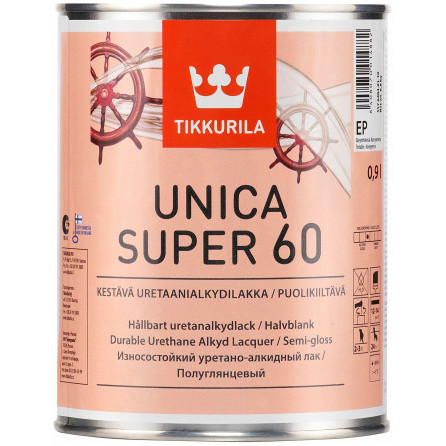 Лак яхтный Tikkurila Unica Super 60 алкидно-уретановый бесцветный 0.9 л