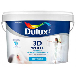 Краска водно-дисперсионная Dulux 3D White влагостойкая моющаяся матовая База BW