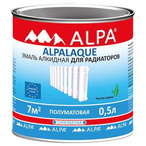 Alpa Alpalaque Эмаль для радиаторов полуматовая 0.5л