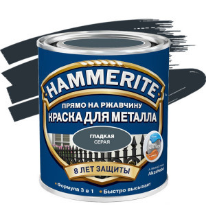 Краска по ржавчине Hammerite гладкая глянцевая серая 0,75 л