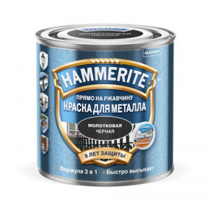 HAMMERITE краска для металла с молотковым эффектом, прямо на ржавчину, черная (2,2л)