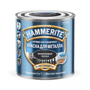 HAMMERITE краска для металла с молотковым эффектом, прямо на ржавчину, черная (2,2л)