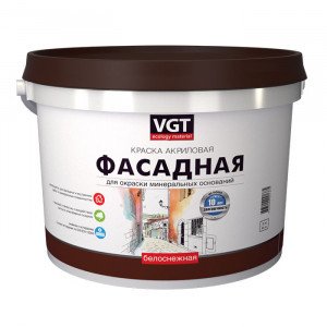 Краска фасадная VGT ВД-АК-1180 белоснежная 15 кг
