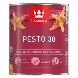 Tikkurila Euro Pesto 30 / Тиккурила Песто 30 эмаль алкидная для внутренних работ полуматовая 0,9кг