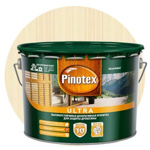Пропитка для древесины Pinotex Ultra белая 9 л 253988