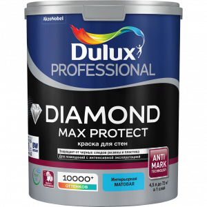 Краска для стен и потолков водно-дисперсионная Dulux Diamond Max Protect матовая база BW 4,5 л