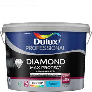 Краска для стен высокоустойчивая Dulux Diamond Max Protect матовая BW 9л