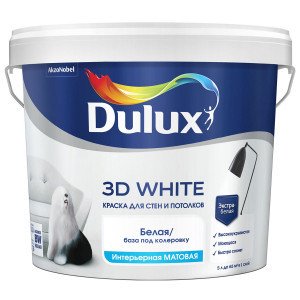 Краска для стен и потолков водно-дисперсионная Dulux 3D White матовая 5 л